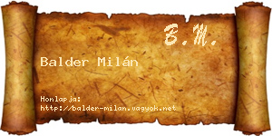Balder Milán névjegykártya